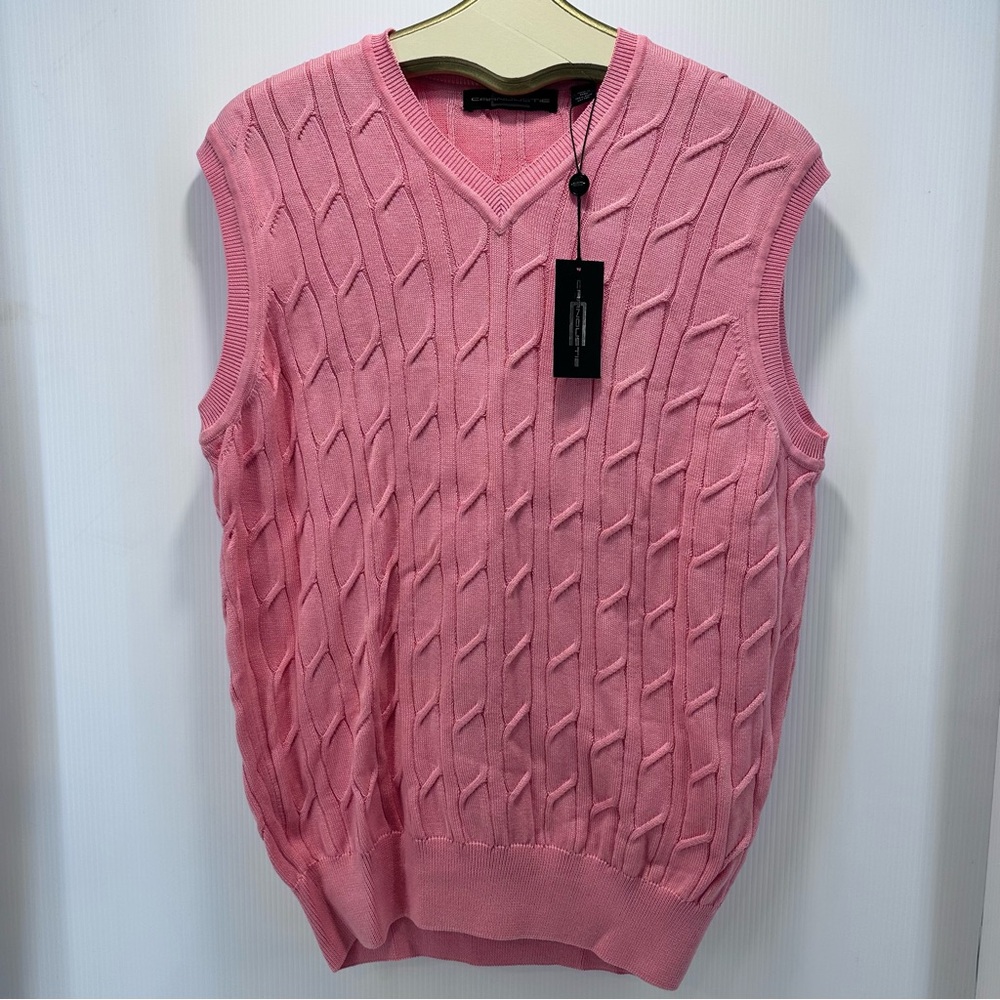 Carnoustie Golf Vest Mens Medium Cable Knit 100%‎ Pima Cotton Made In Peru NWT